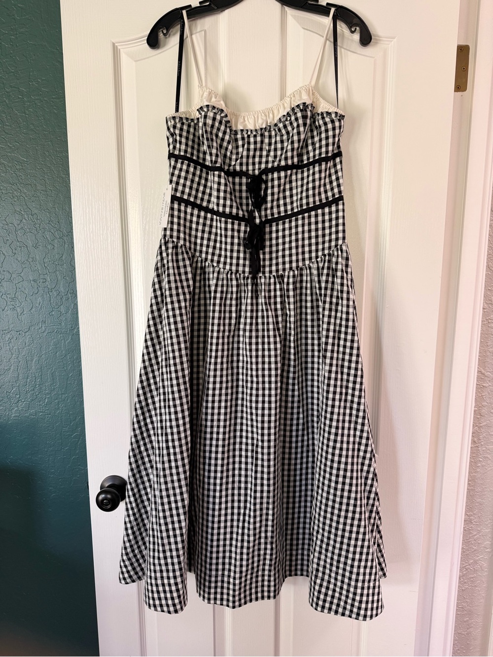 NWT For Love & Lemons Black and White Gingham Dress - Picture 5 of 10